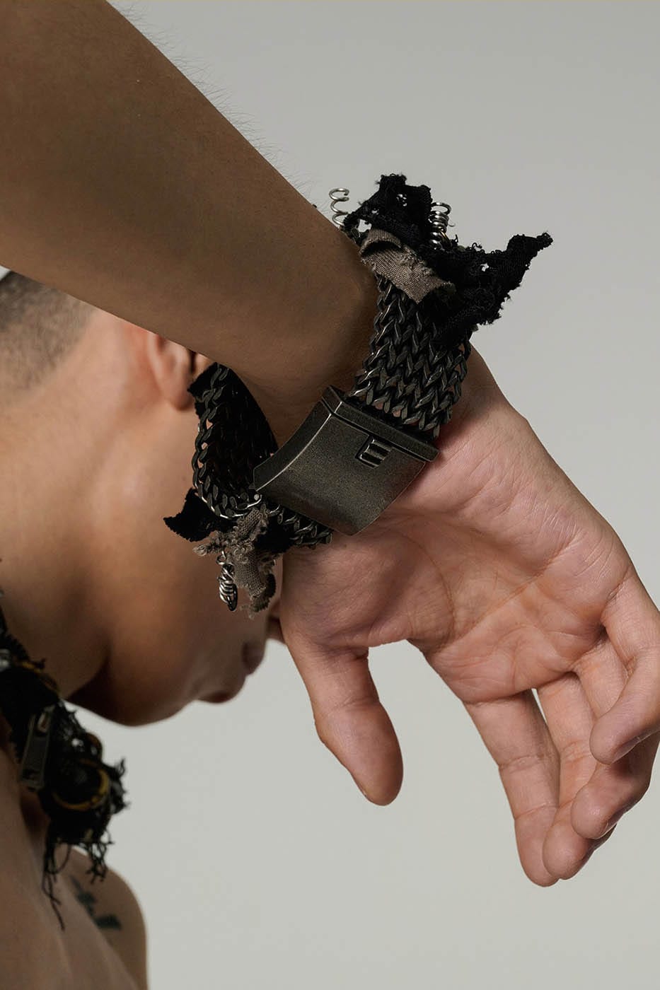 Chic Distressed Metal Fabric Bracelet