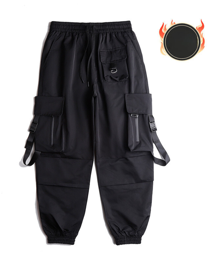 Versatile Black Ribbon Cargo Pants
