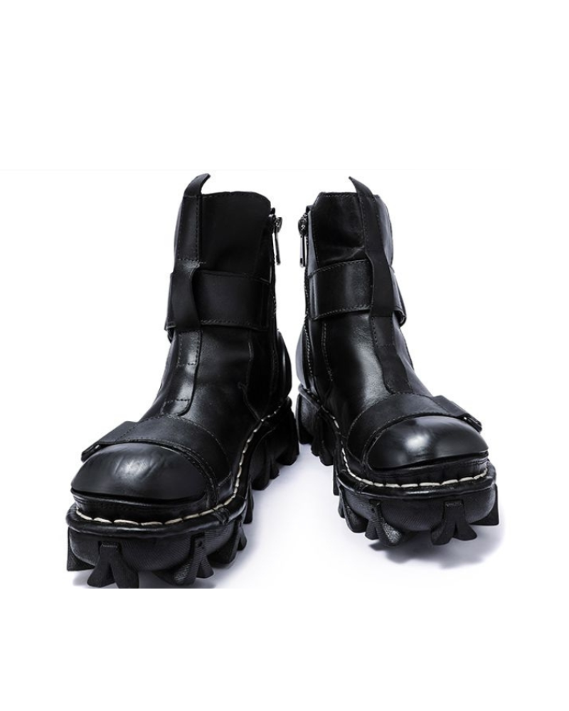 Unisex Punk Motorrad Plateaustiefel