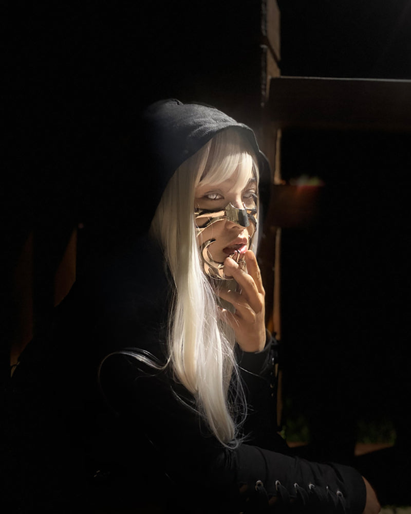 Futuristic Silver Lip Ring Mask