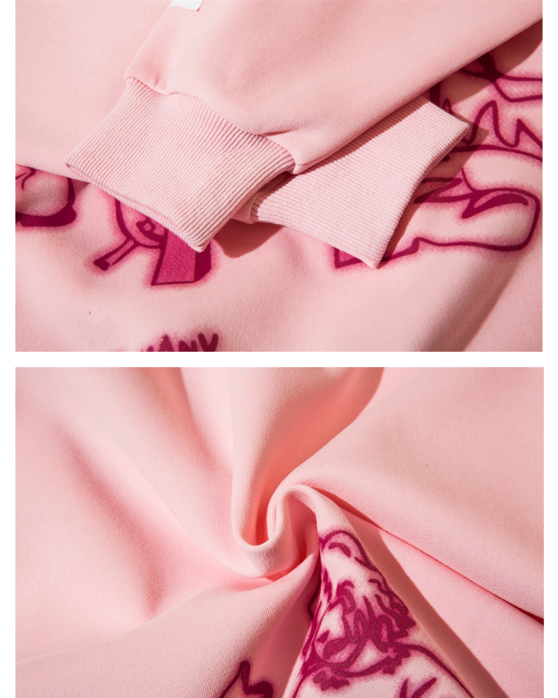 Sweat à capuche streetwear à motif dessin animé vibrant