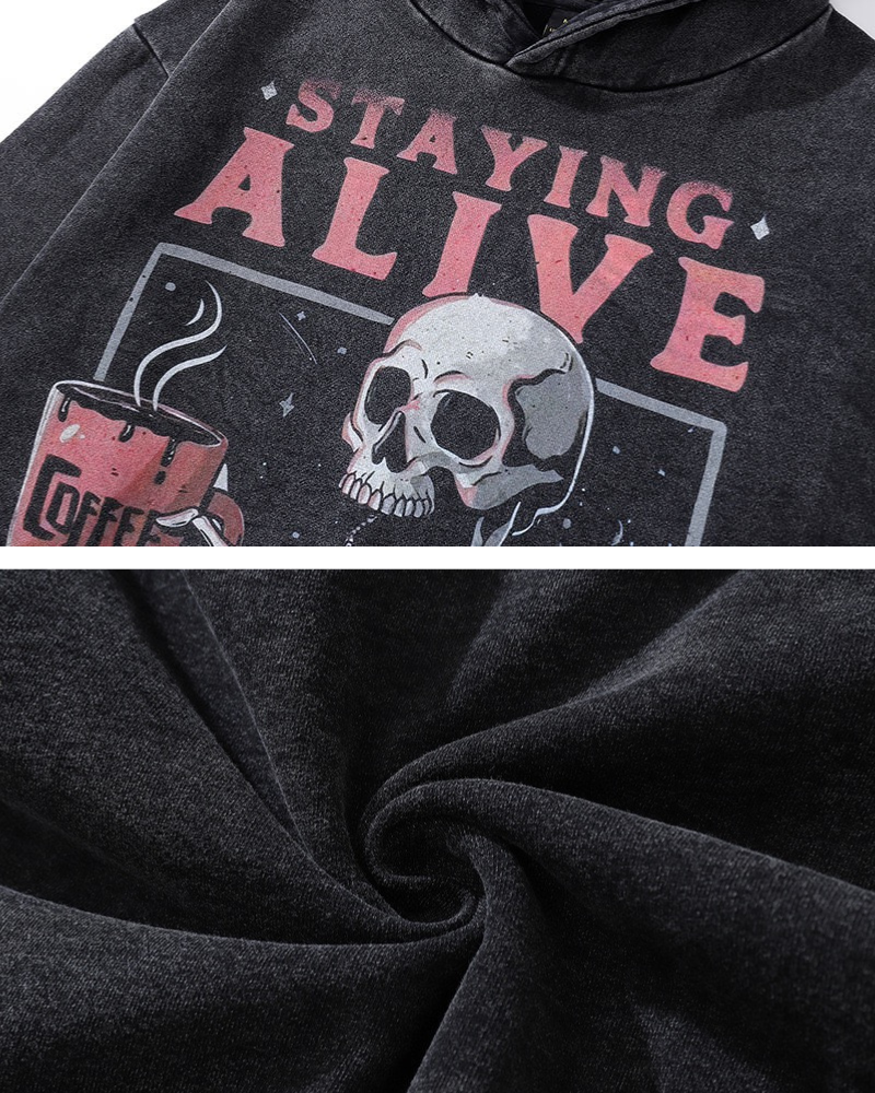 Sweat à capuche imprimé crâne urbain