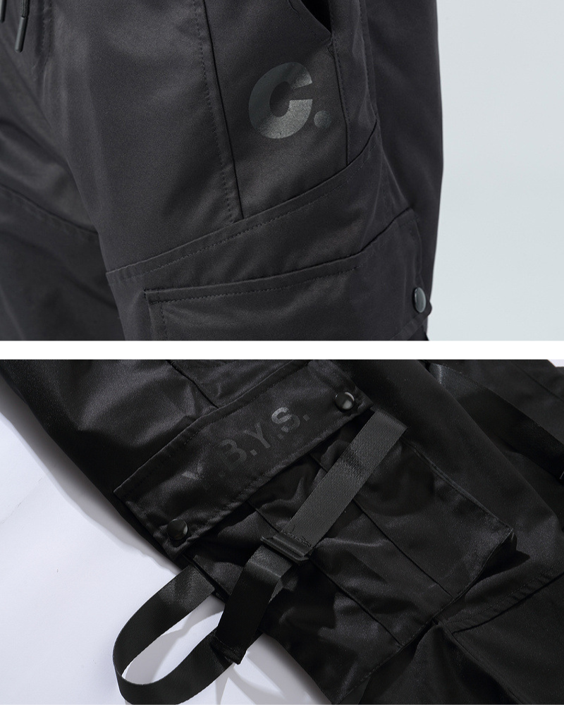 Pantalon cargo futuriste à ruban noir