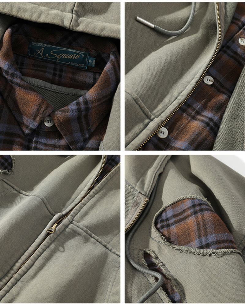 Sweat à capuche unisexe déchiré en deux parties