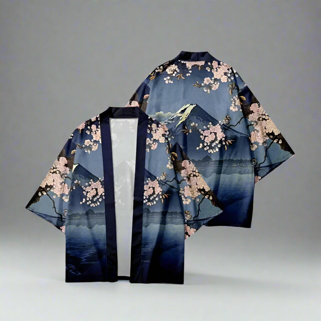 Blooming Fuji Inspired Outerwear - 3/4 sleeve cardigan - Haori Jacket Inspired by Mount Fuji - Artistic Outerwear - View 3