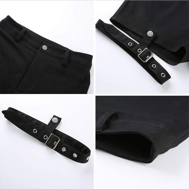 Bold Punk Leg Ring Shorts - Summer Techwear - Stylish Women's Cargo Shorts with Customizable Leg Rings - View 3