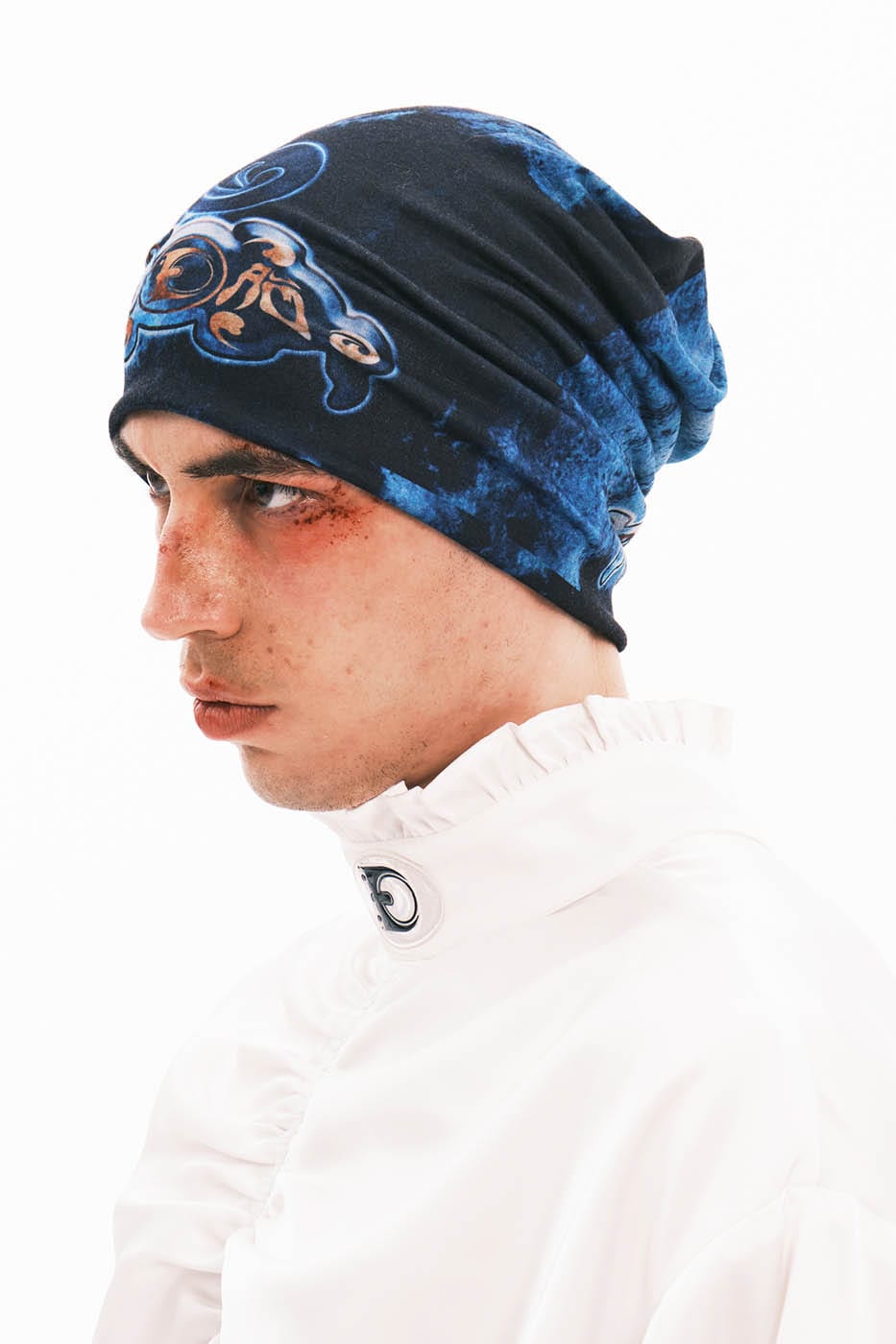 Chic Abstract Black Beanie - premium fabric beanie - Unique Black Abstract Beanie with Tribal Design - View 5