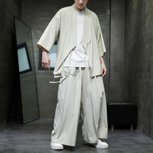 Chic Japanese Haori Ensemble - traditional japanese fashion - Effortless Chic Japanese Haori Set for Versatile Wear - View 7