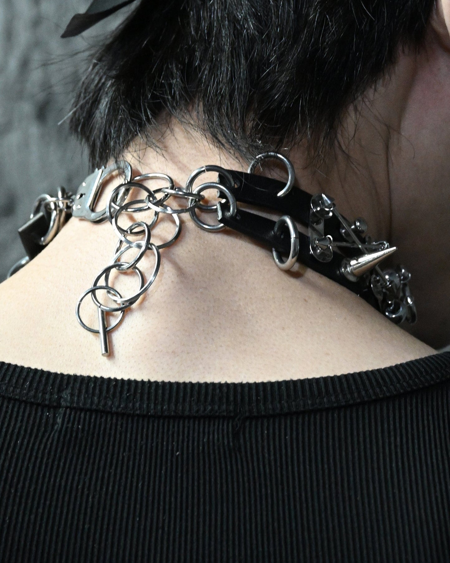 Chic Rivet PU Choker - choker with rivet accents - Chic Rivet PU Choker for a Contemporary Look - View 12