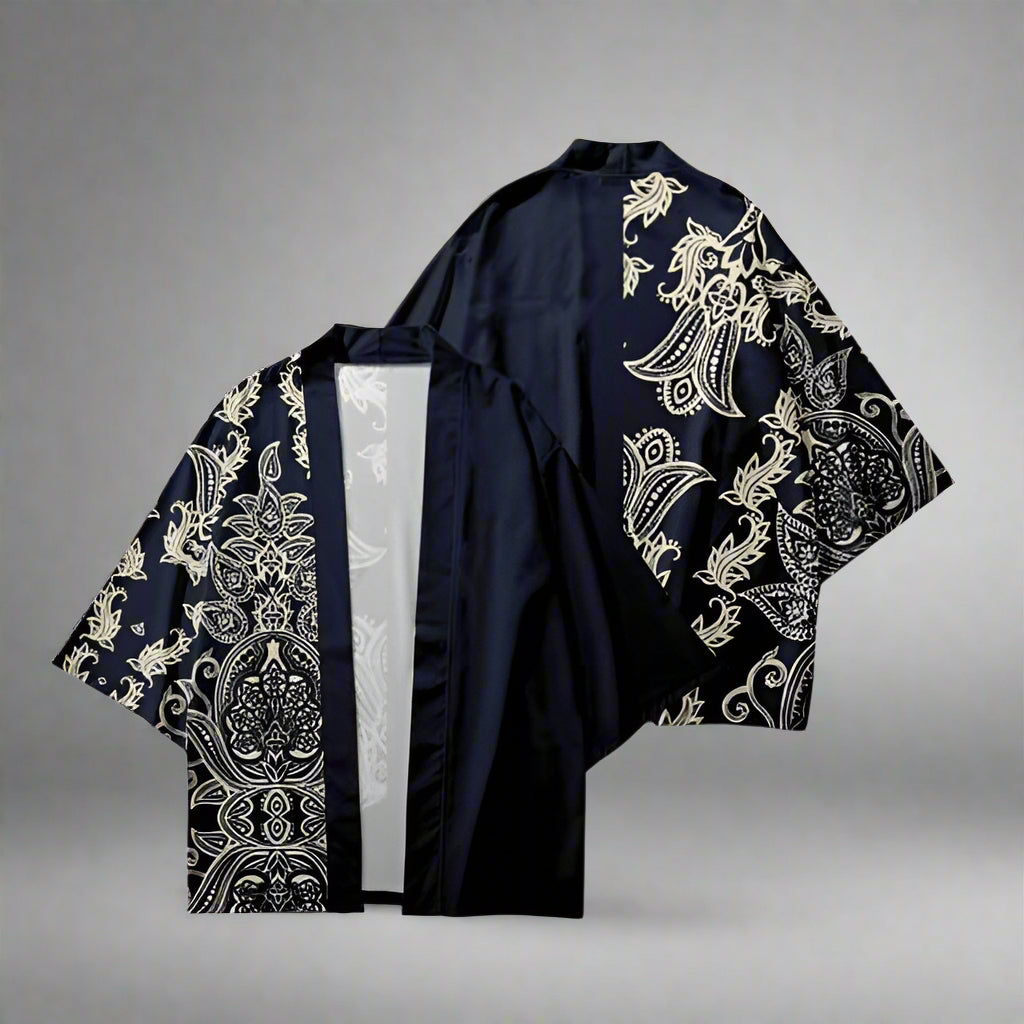 Elegant Japanese Haori - jacket - Elegant Paisley Haori Kimono Cardigan for All Seasons - View 5