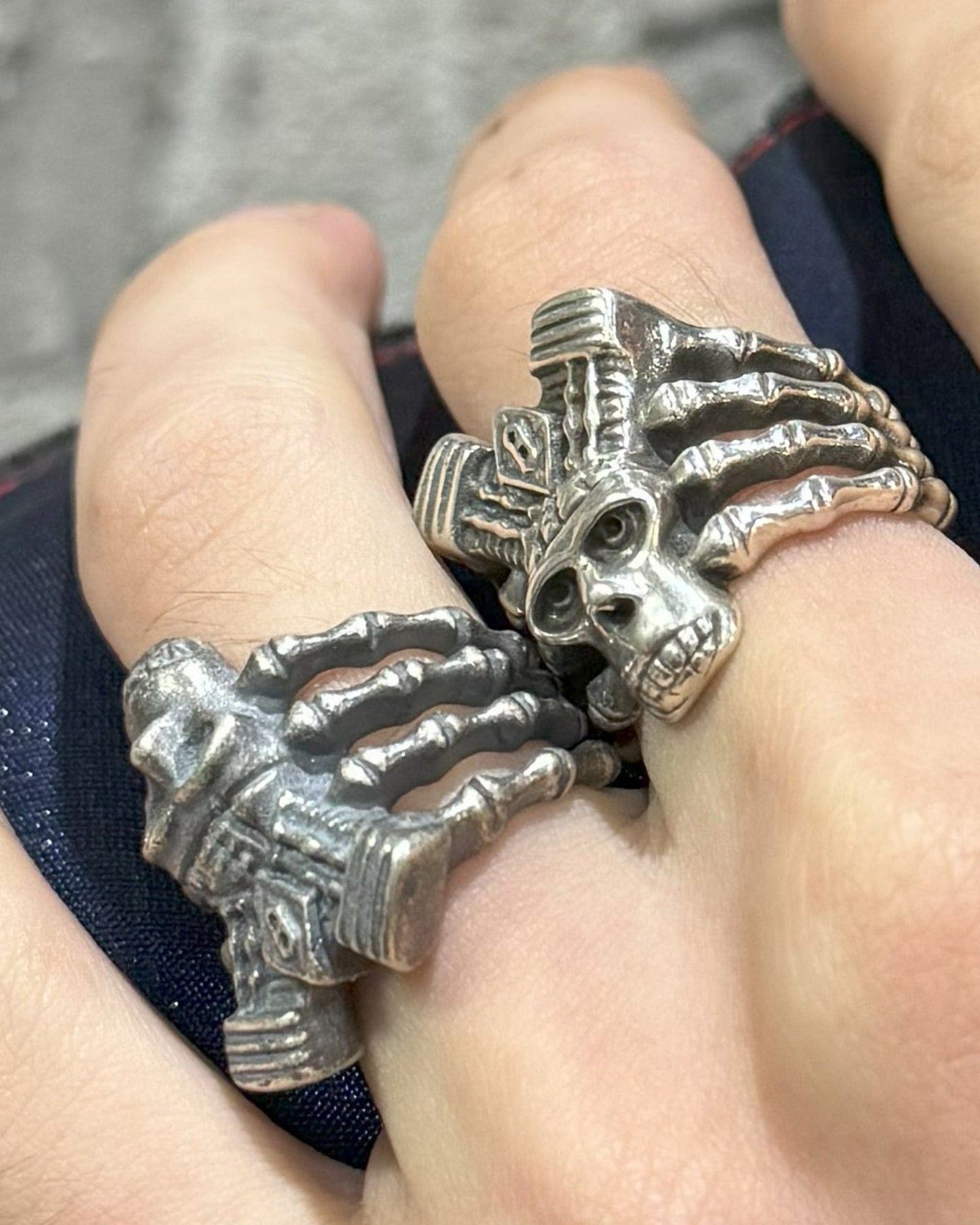 Enigmatic Demon Skull Skeleton Ring - skeleton ring - Demon Skull Skeleton Ring - Adjustable Gothic Jewelry - View 13