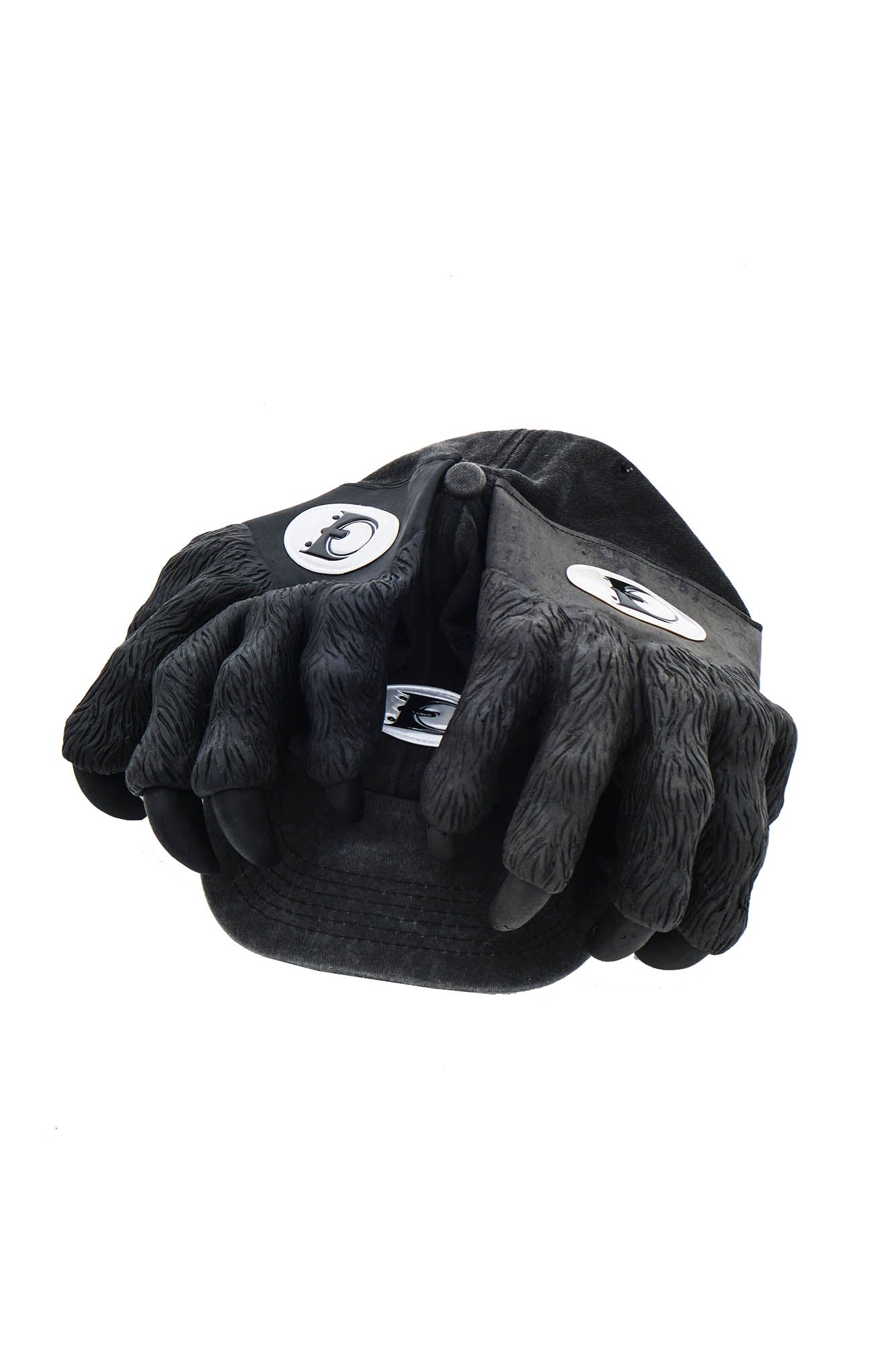 Fierce Claw Design Cap - techwear accessories - Washed Denim Cap with Unique Claw Motif - View 6