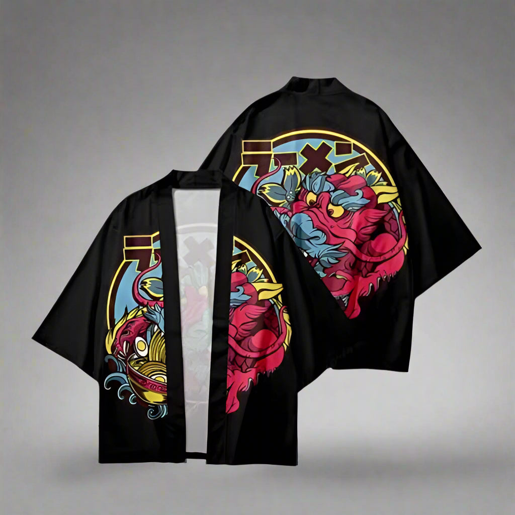 Fiery Dragon Feast Haori - haori - Fiery Dragon Feast Haori: A Stylish Kimono Cardigan - View 3