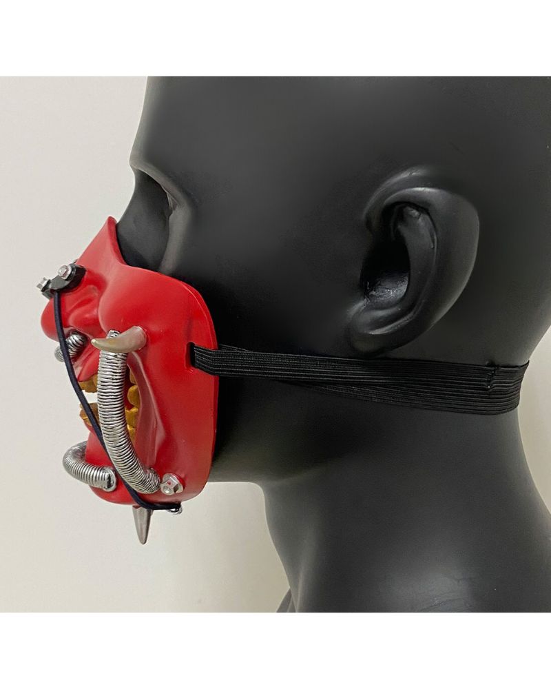Futuristic Hannya Half Mask - traditional japanese mask - Futuristic Hannya Half Mask with Cyberpunk Style - View 9