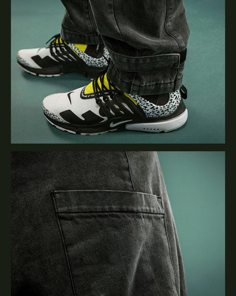 Futuristic Reflective Denim Cargo Pants