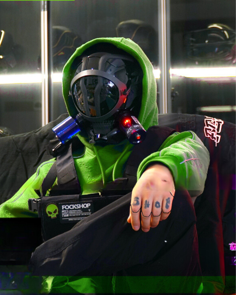 Illuminated Cyberpunk Helmet Mask - cyberpunk helmet - Illuminated Cyberpunk Helmet and Mask for Style and Fun - View 9