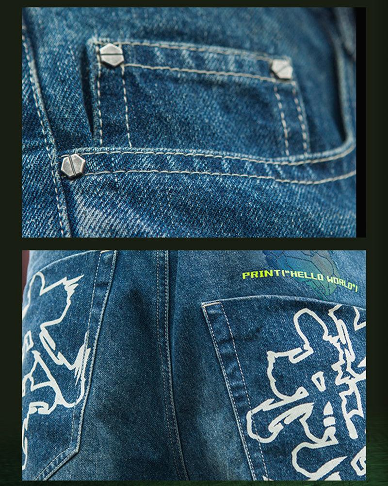 Cargo futuriste en denim découpé au laser