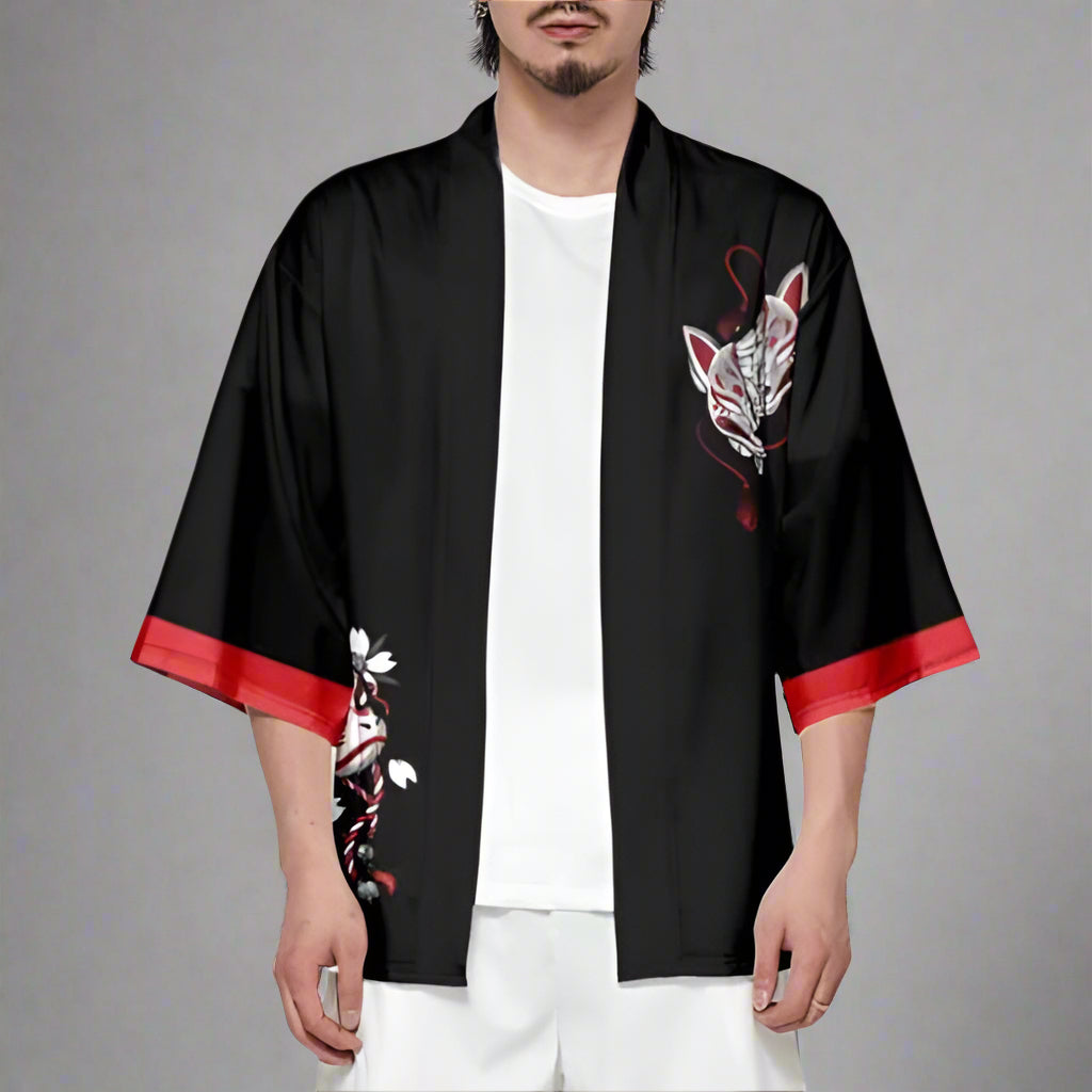 Mystical Fox Spirit Haori - japanese - Nine-Tailed Fox Haori Cardigan - Unisex Kimono Style - View 5