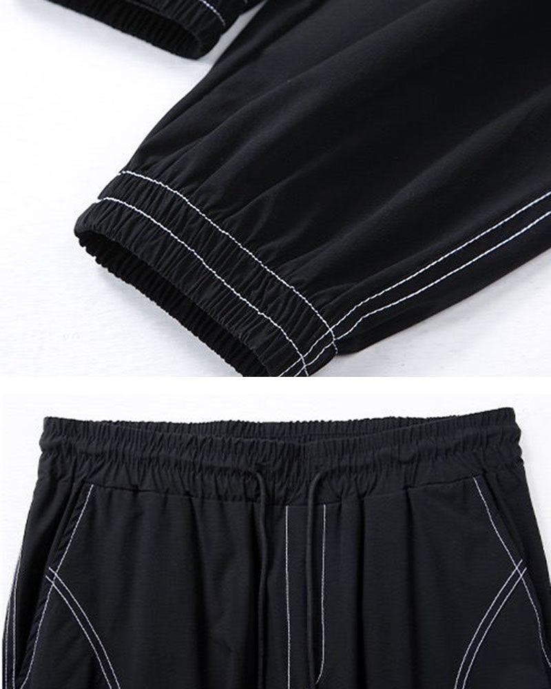 Chic Patchwork Ice Silk Trousers