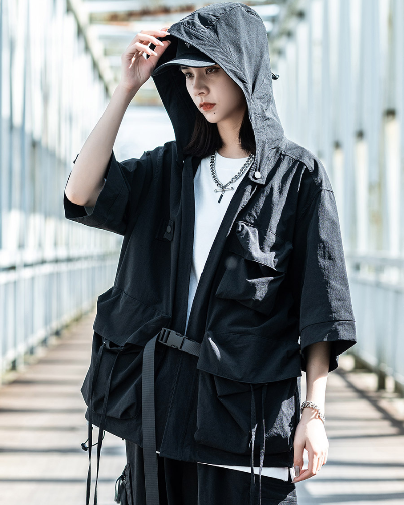 Stealthy Hooded Kimono Jacket for Urban Style – Imaphotic