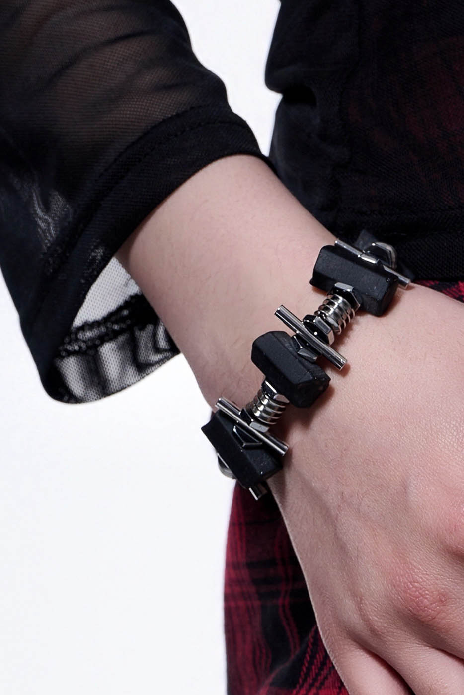 Steampunk Tourmaline Bracelet - mechanical jewelry - Edgy Steampunk Tourmaline Bracelet for Unique Style - View 5