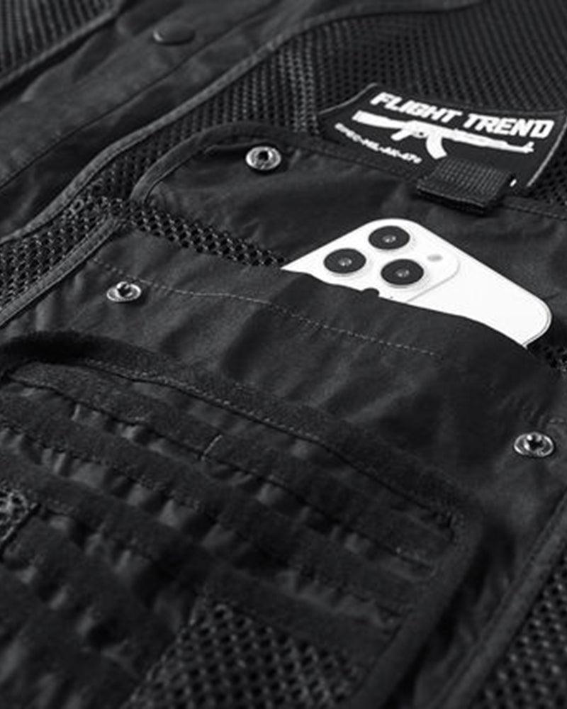 Stylish Black Layered Shirt - military aesthetic - Stylish Black Layered Tactical Shirt for Techwear - View 6