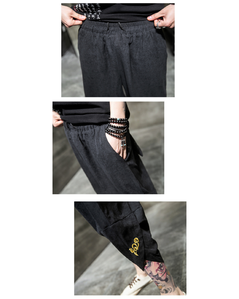 Stylish Japanese Crop Hakama - hakama pants - Stylish Japanese Crop Hakama - Modern Techwear Pants - View 8