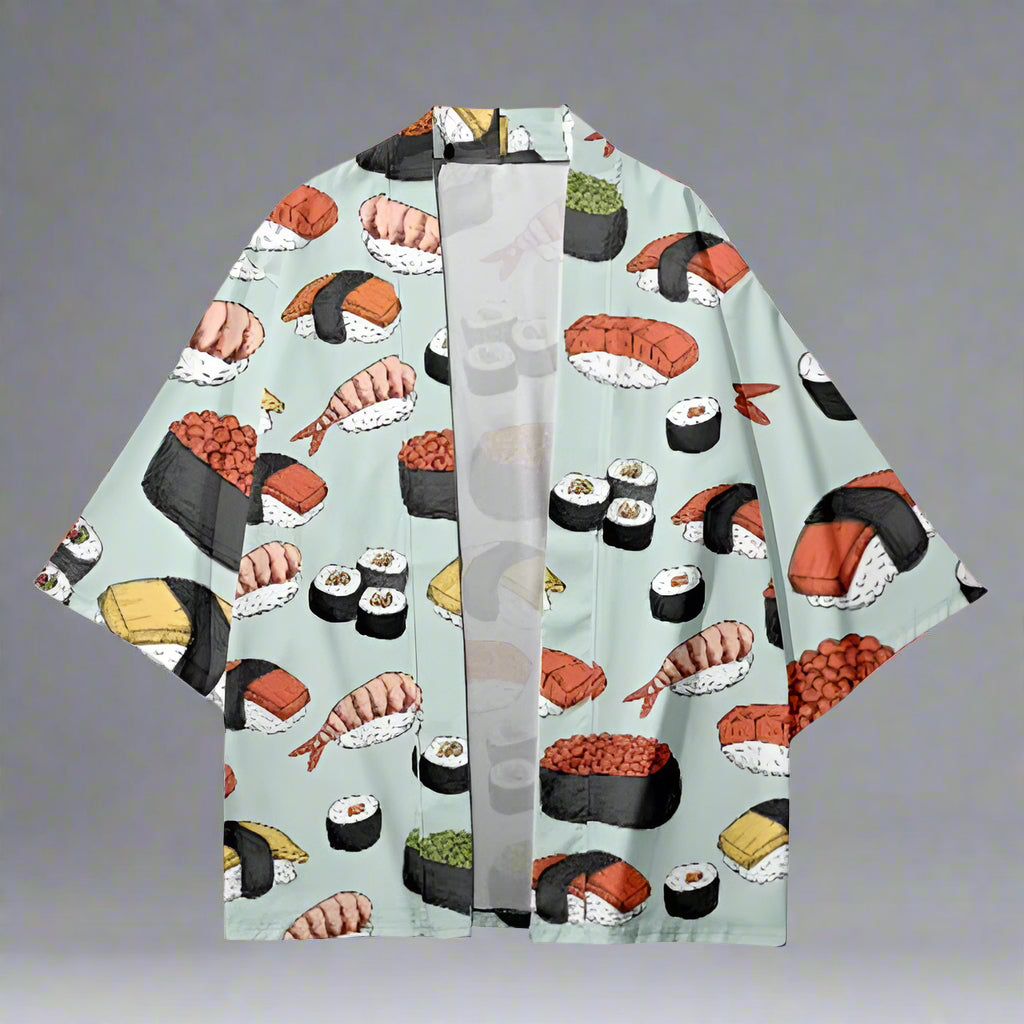 Sushi-Inspired Stylish Haori - sushi haori - Sushi-Inspired Haori Kimono Cardigan for Unique Style - Main view