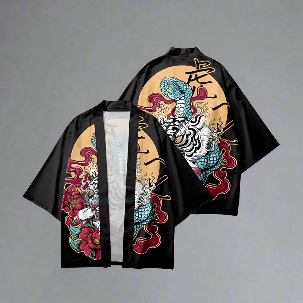 Kimono à imprimé tigre féroce