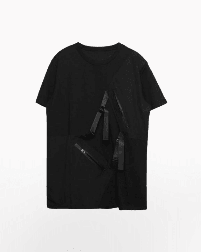 Versatile Black Chest Bag Tee - minimalist design - Versatile Black Chest Bag Tee for Comfort and Utility - View 4