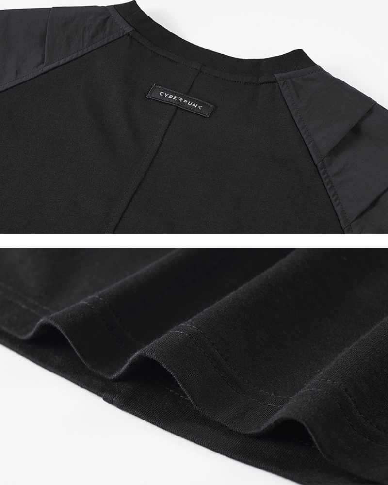 Versatile Techwear Patchwork Tee - techwear - Functional Techwear Patchwork T-shirt in Black and Gray - View 8