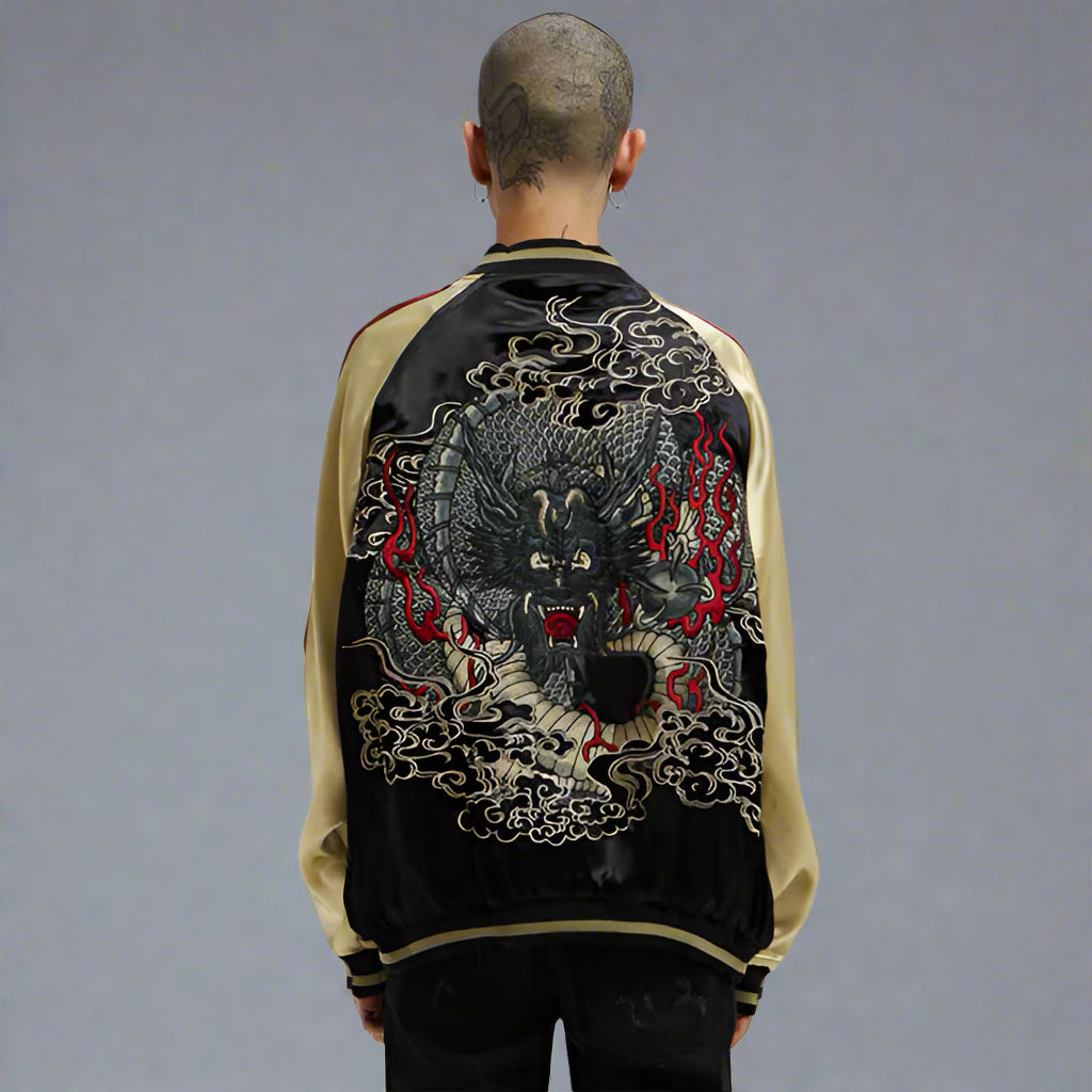 Vintage Dragon Reversible Jacket - stylish layering - Vintage Dragon Reversible Jacket for Stylish Layering - View 4