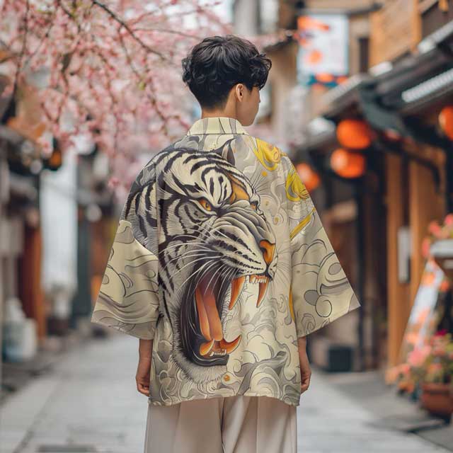 Wild Elegance Kimono Jacket - haori - Tiger Print Kimono Jacket for Effortless Urban Style - View 5