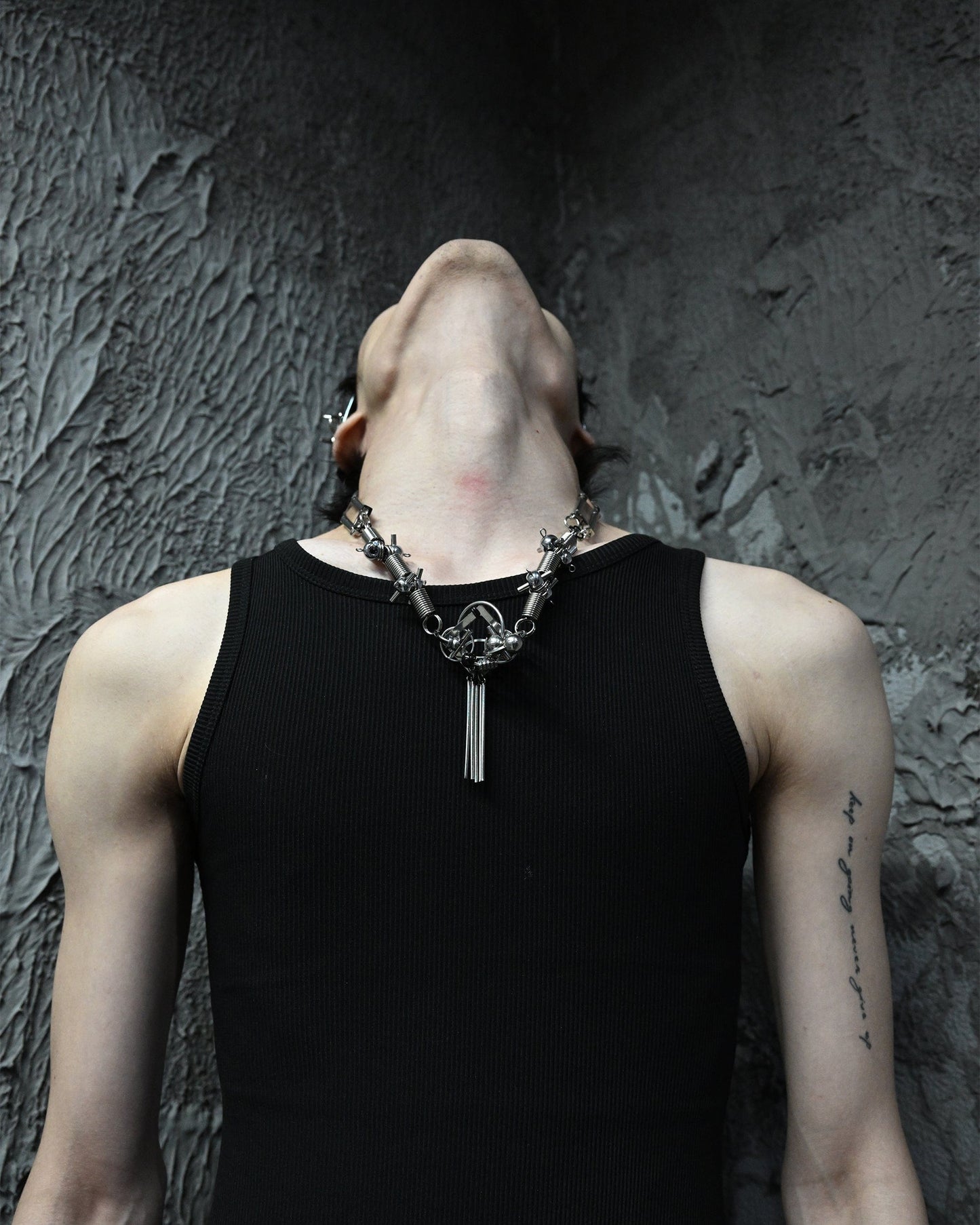 Adjustable Tassel Rivet Statement Necklace