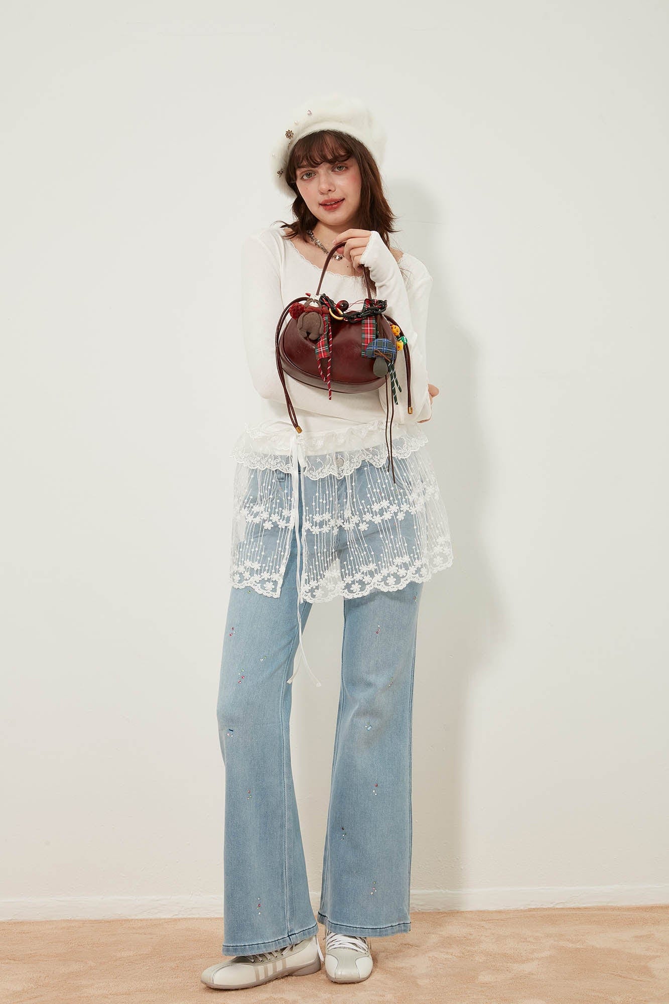 Cherry Jam Ruched Handle Bag