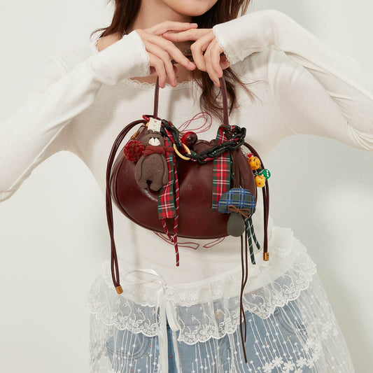 Cherry Jam Ruched Handle Bag