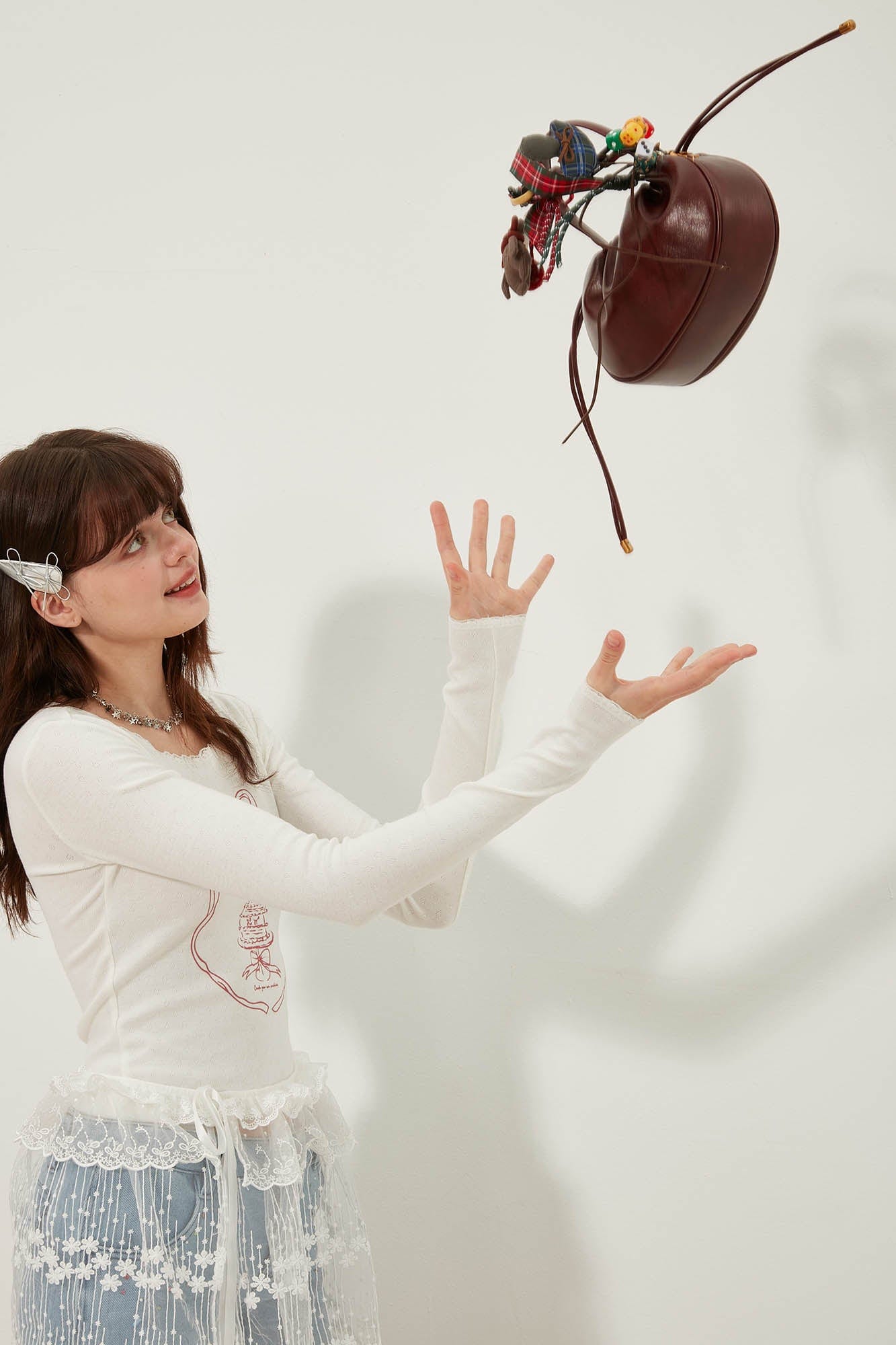 Cherry Jam Ruched Handle Bag