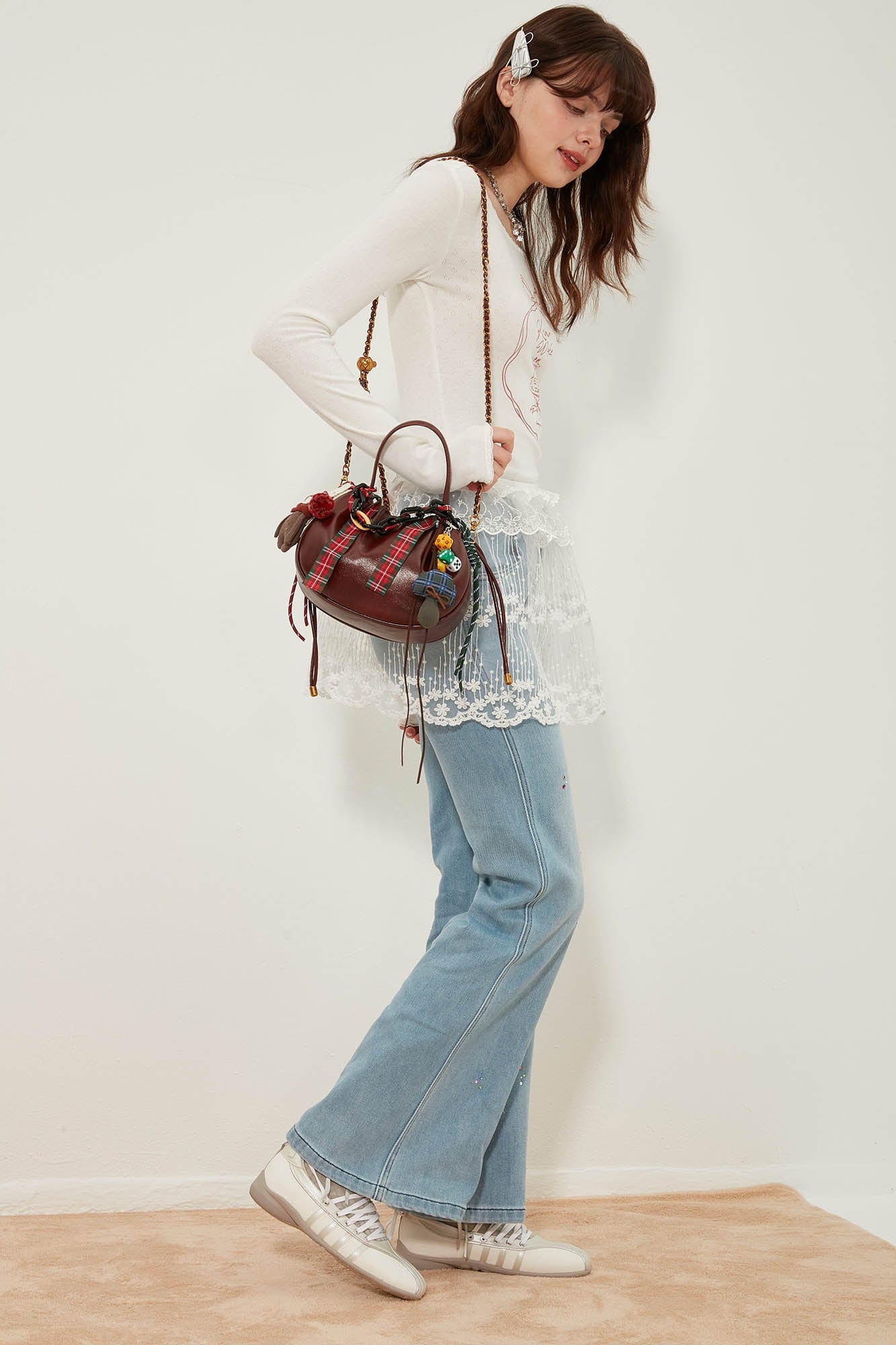 Cherry Jam Ruched Handle Bag