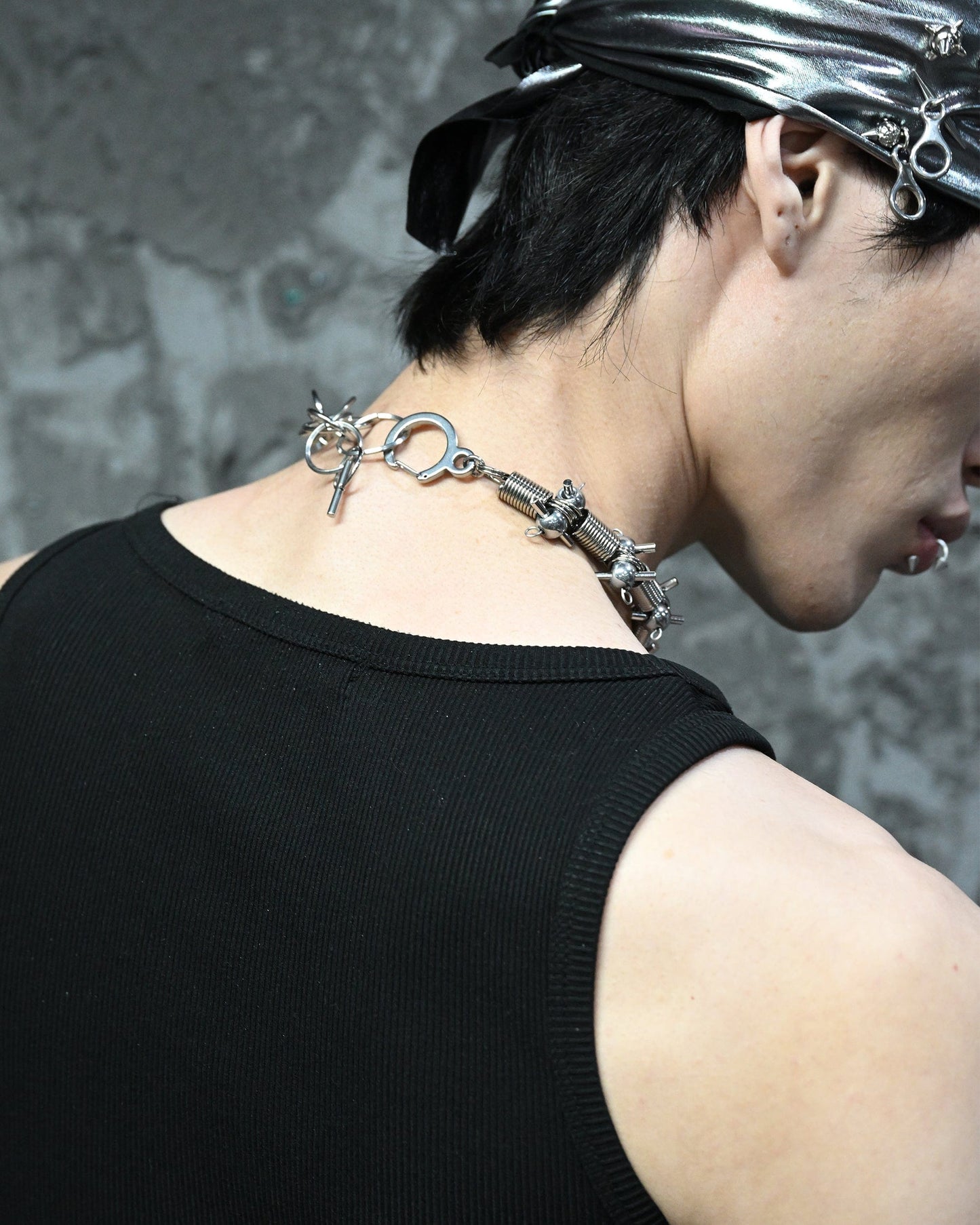 Adjustable Tassel Rivet Statement Necklace