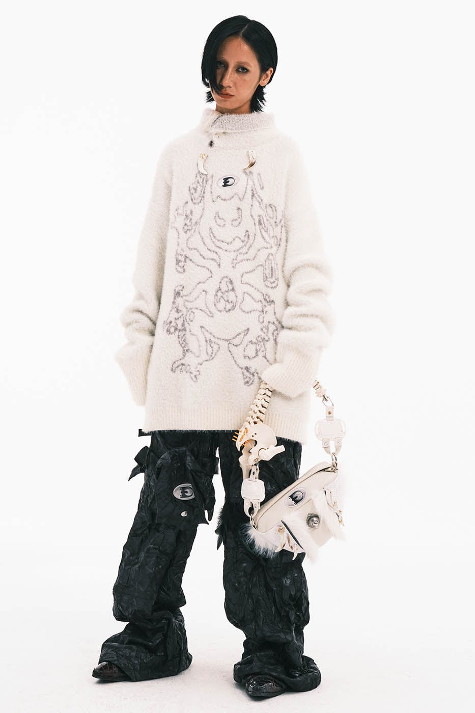 Chic Skeleton Faux Fur Bag