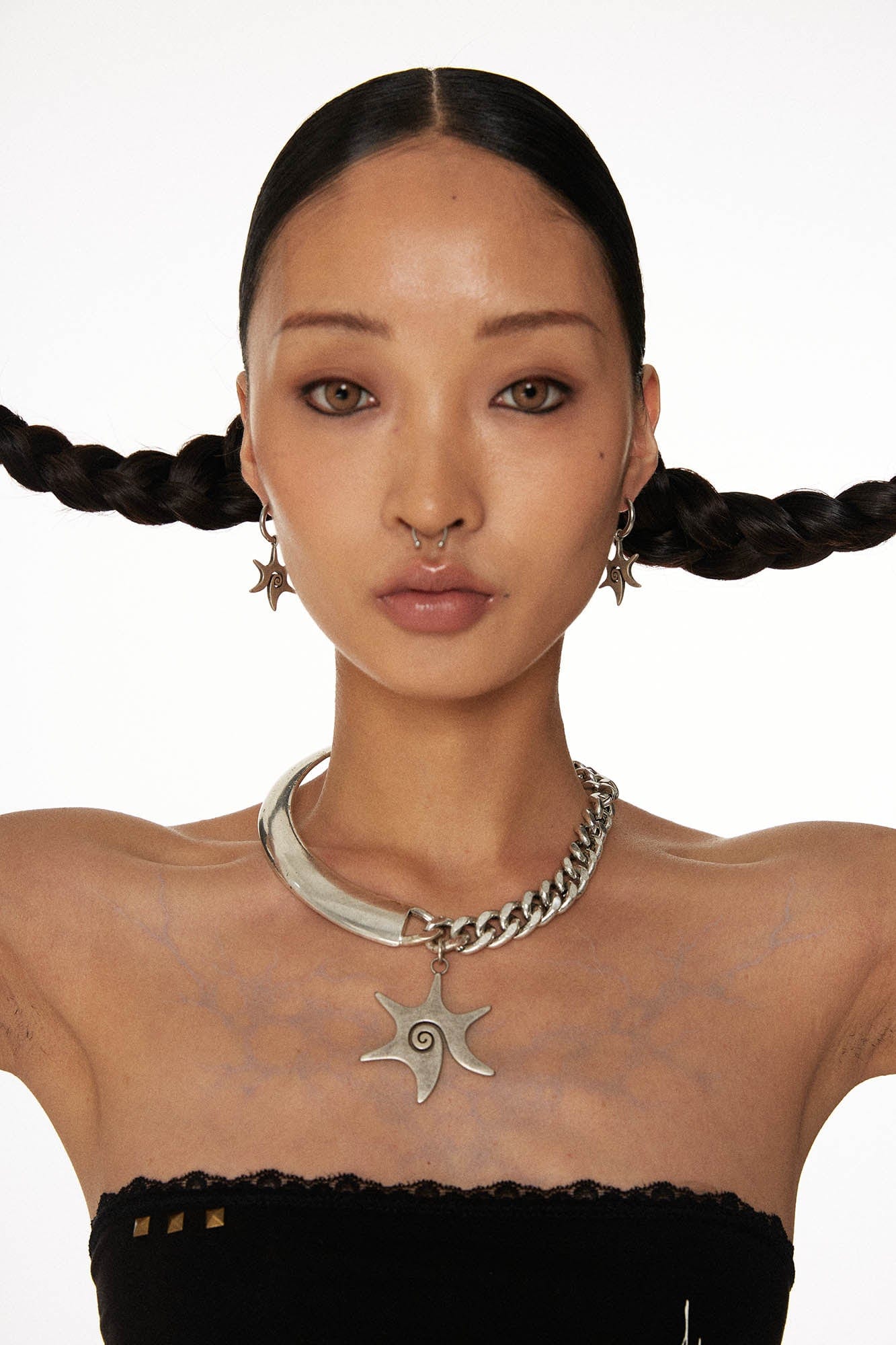 Rustic Hexagram Swirl Earrings