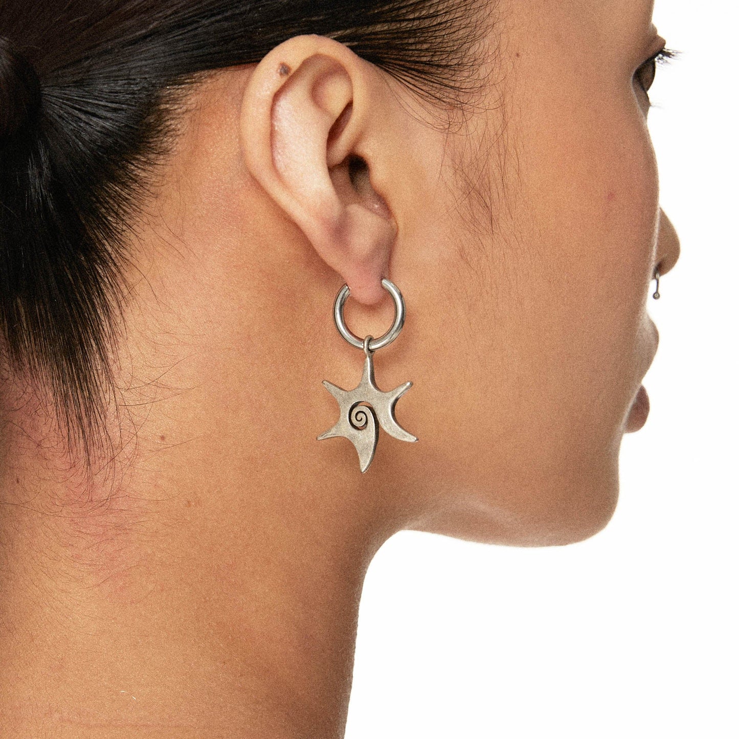 Rustic Hexagram Swirl Earrings