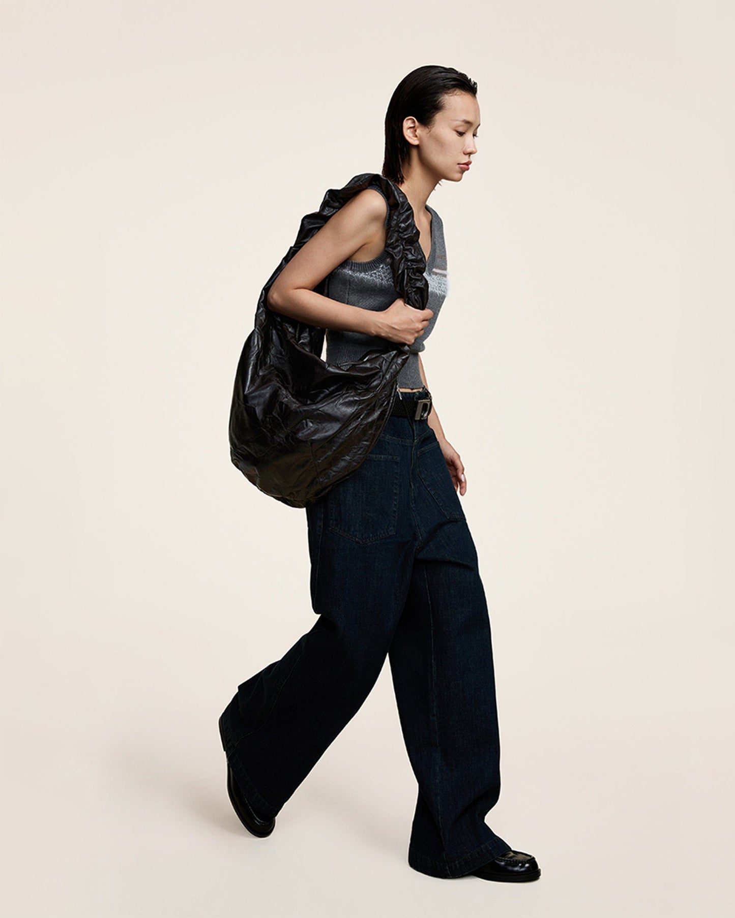 Chic Wrinkle Crescent Tote