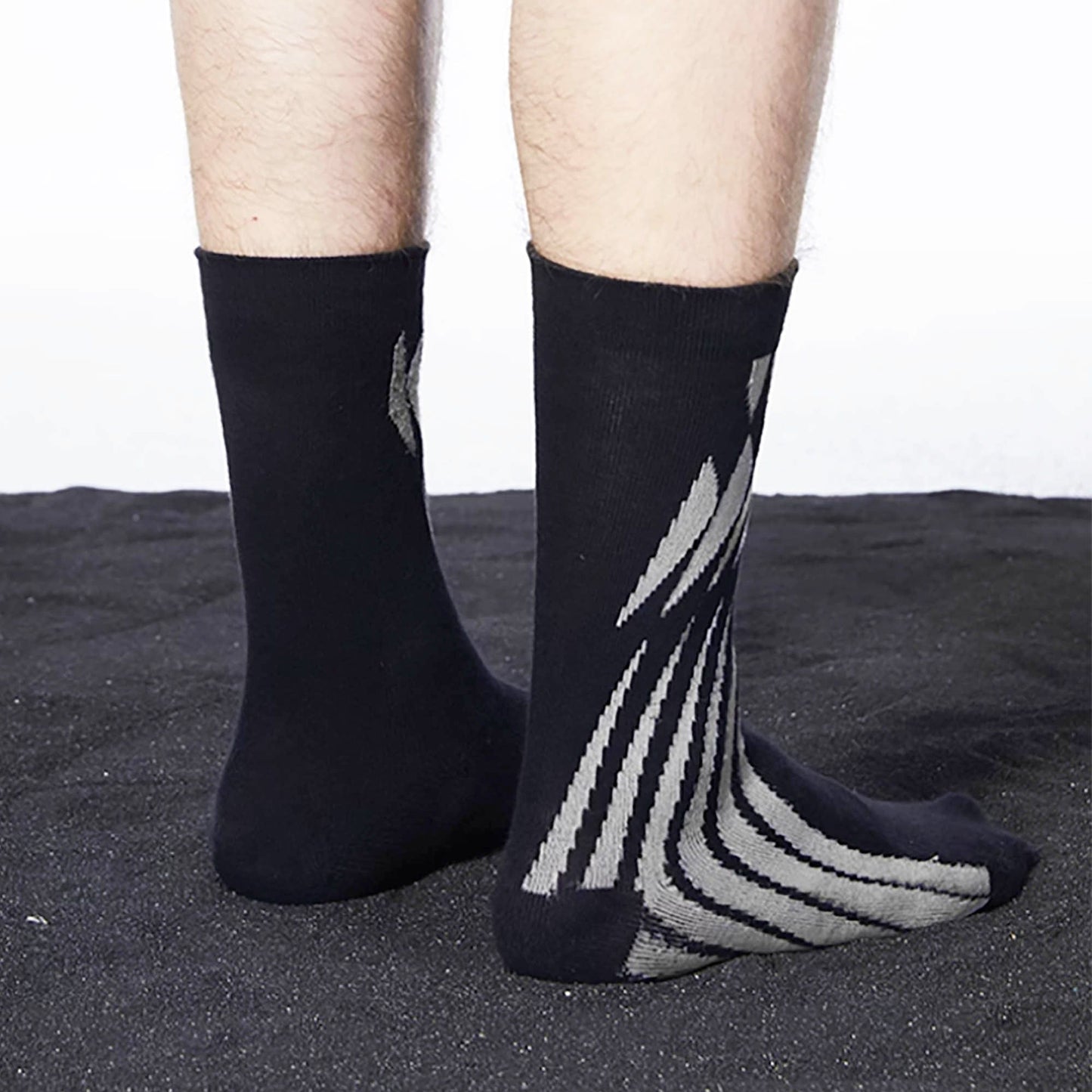 Chic Black Geometric Crew Socks