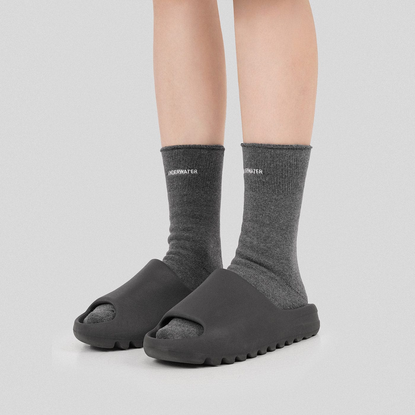 Stylish Grey Embroidered Dive Socks