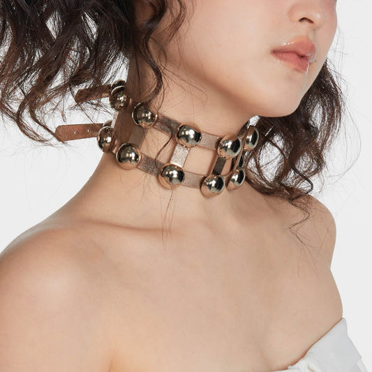 Chic Metallic Double-Strap Choker