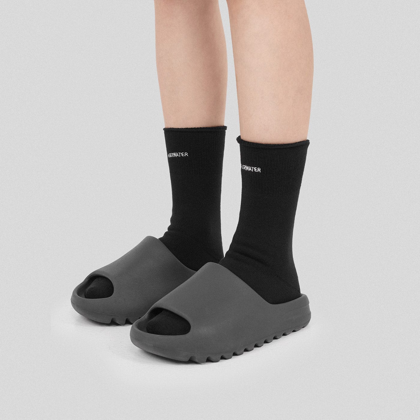 Ocean-Inspired Black Embroidered Socks