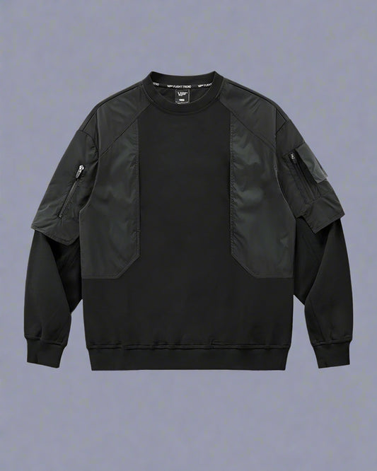 Futuristic Layered Crewneck Sweatshirt