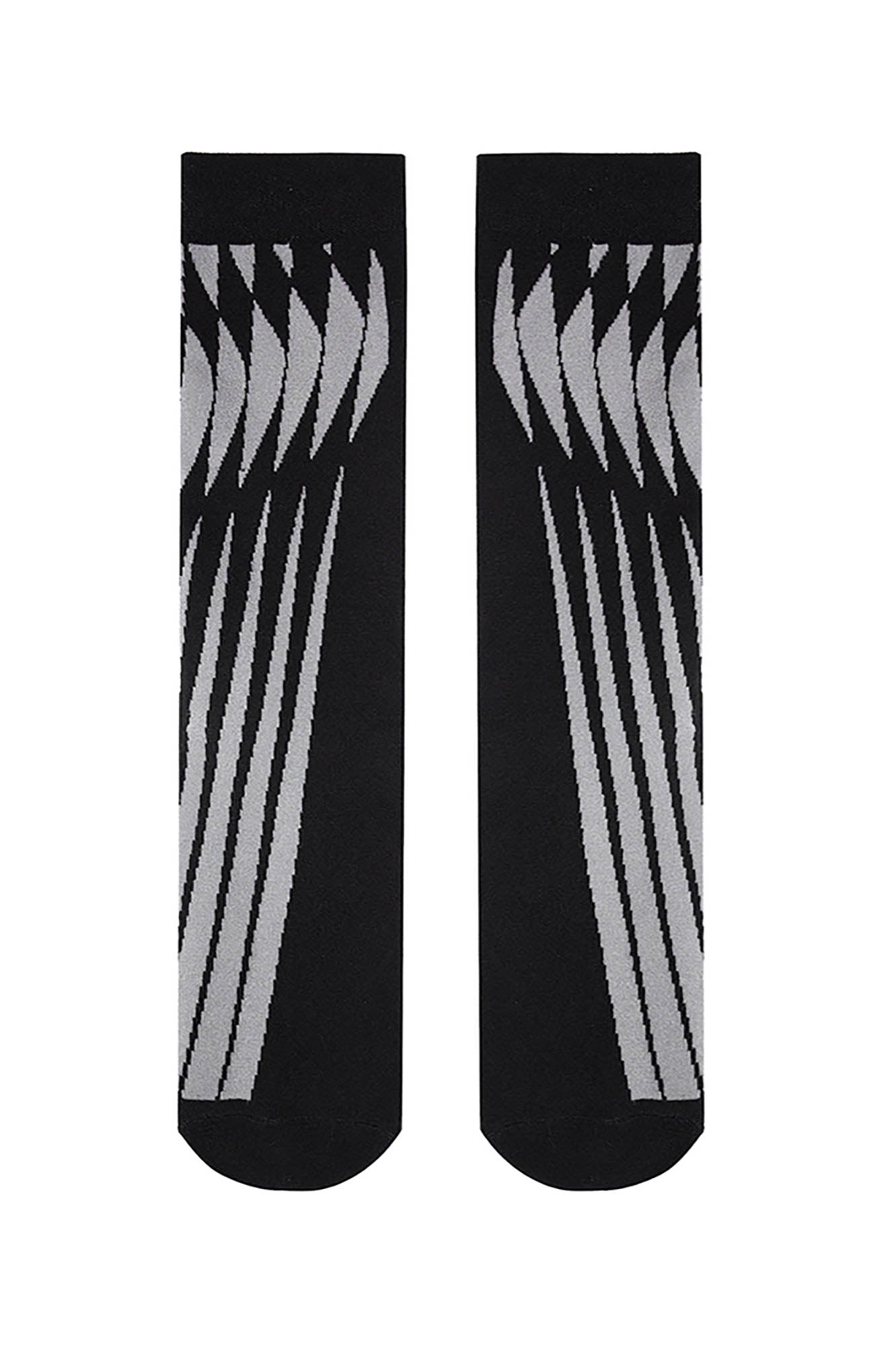 Chic Black Geometric Crew Socks