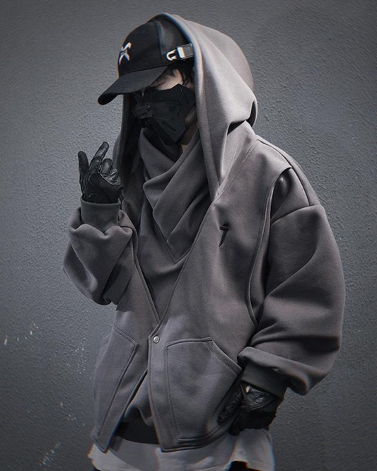 Sweat à capuche à col roulé superposé urbain